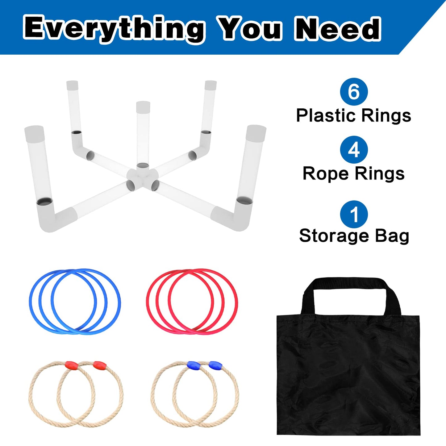 LED Ring Toss Game Set, Outdoor Indoor Yard Game for Adults & Kids with Light-Up Targets, Compact Carry for Parties & Family Fun - Image 5