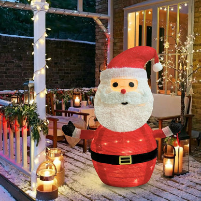 Lighted Christmas Santa Claus Decoration Lantern, 45 LED Collapsible Pop-Up Ornament with 8 Light Modes & Timer, Indoor Outdoor Holiday Décor - Image 7