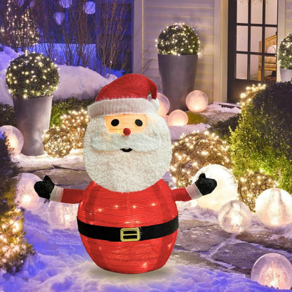 Lighted Christmas Santa Claus Decoration Lantern, 45 LED Collapsible Pop-Up Ornament with 8 Light Modes & Timer, Indoor Outdoor Holiday Décor - Image 8