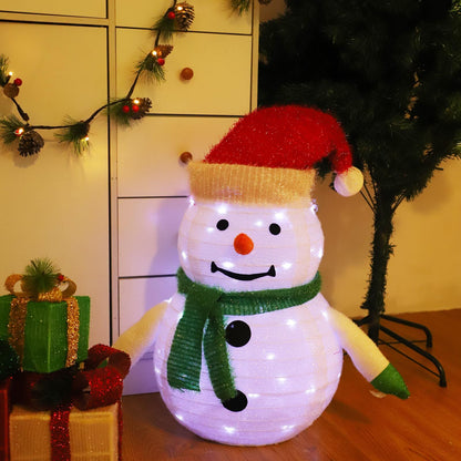 2-Pack Lighted Christmas Snowman Decoration Lantern, 45 LED Collapsible Pop-Up Ornament with 8 Light Modes & Timer, Indoor Outdoor Holiday Décor - Image 2
