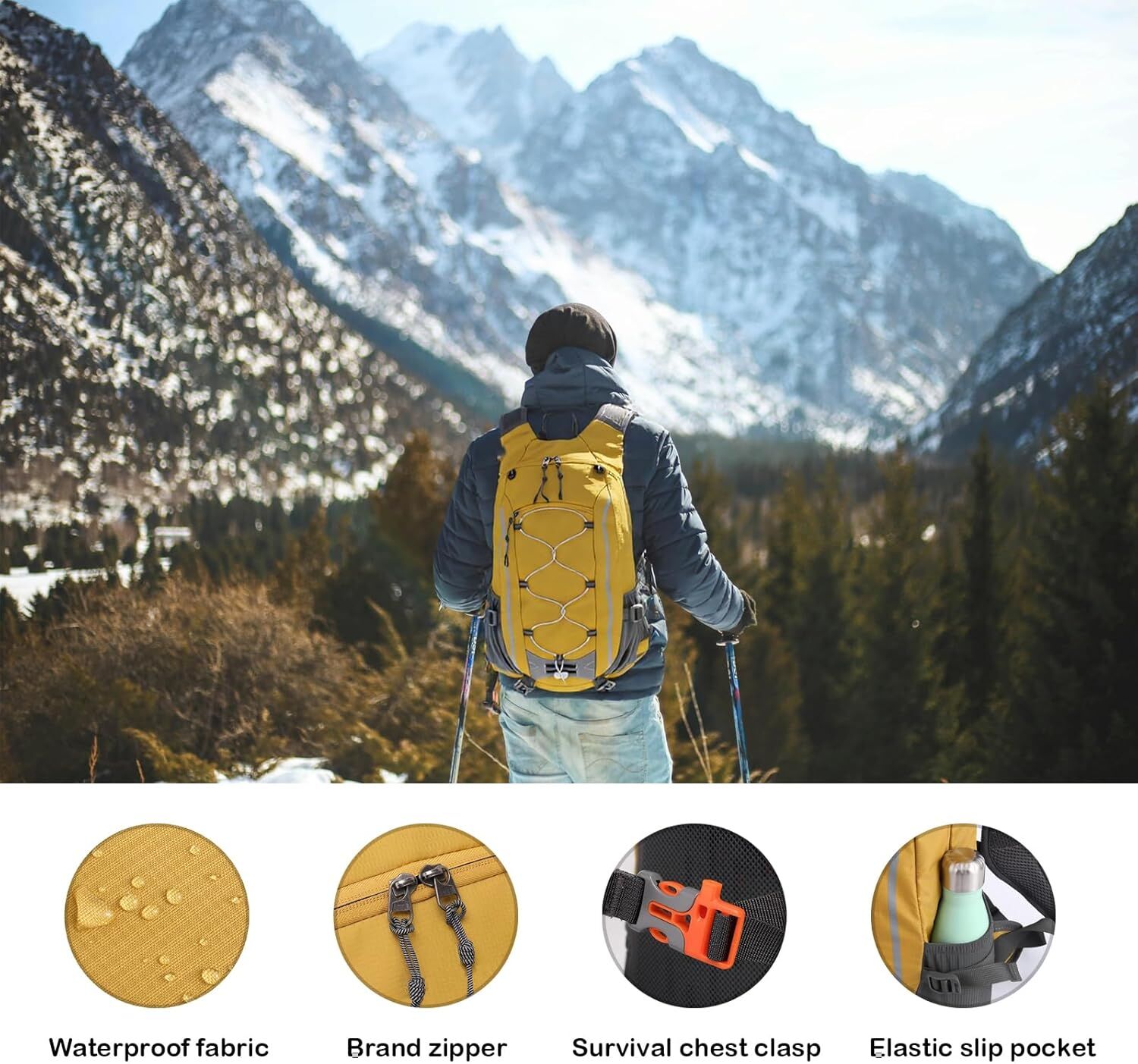 Small Hiking Backpack Lightweight Waterproof Daypack for Camping Cycling Fitness Outdoor Sports - Women Men Teens - Image 3