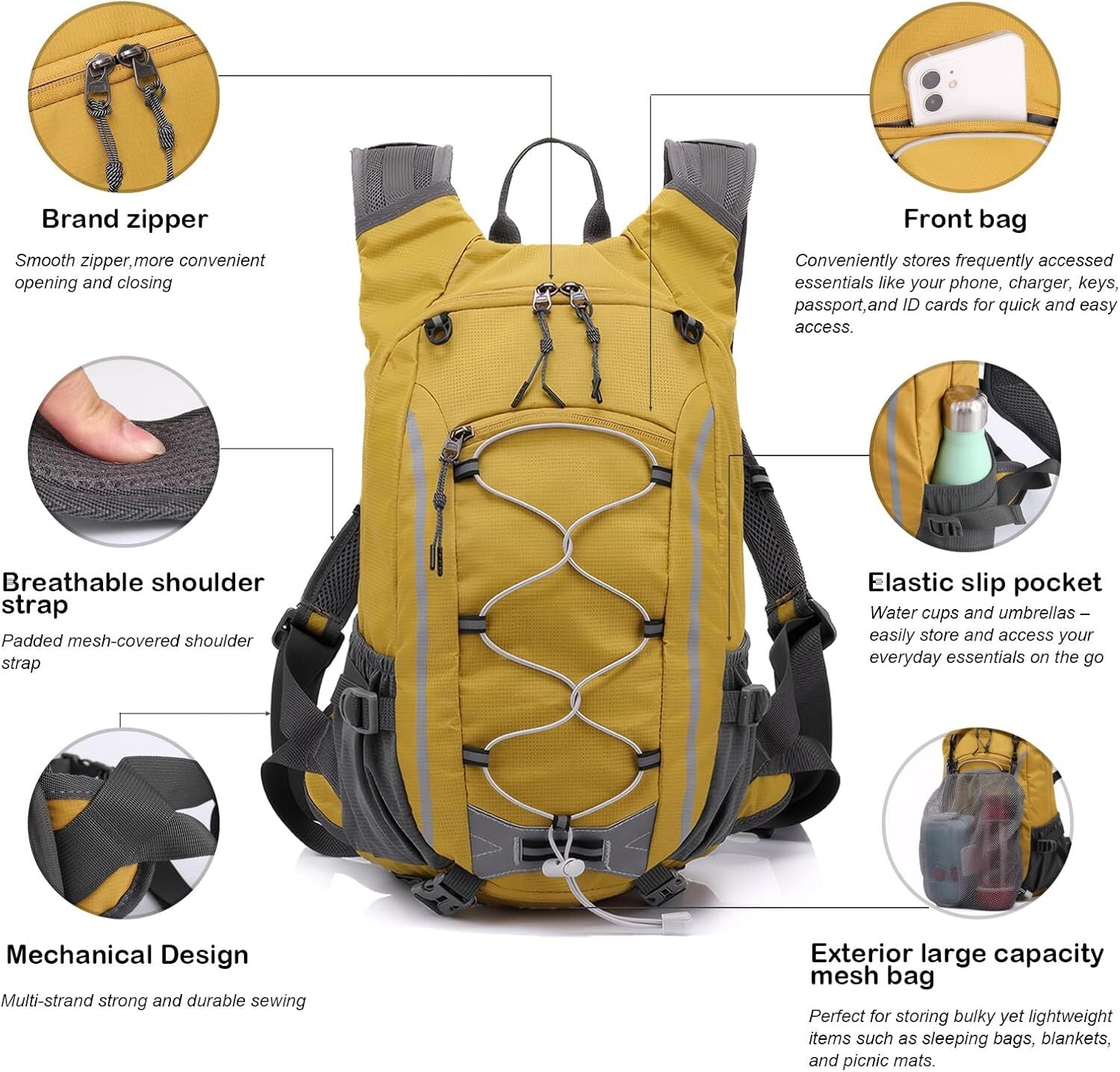 Small Hiking Backpack Lightweight Waterproof Daypack for Camping Cycling Fitness Outdoor Sports - Women Men Teens - Image 8