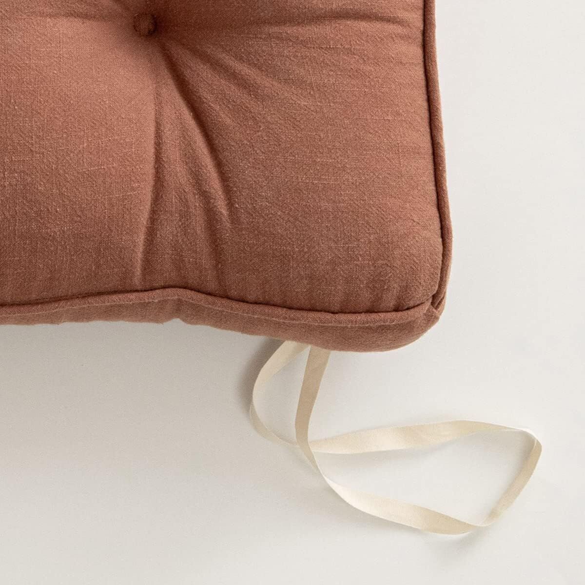 43×43×6cm Linen Cotton Thick Seat Cushion: Plush, Solid-Colour, for Office & Home Chairs, Aussie Comfort Essential（Amber Brown） - Image 4