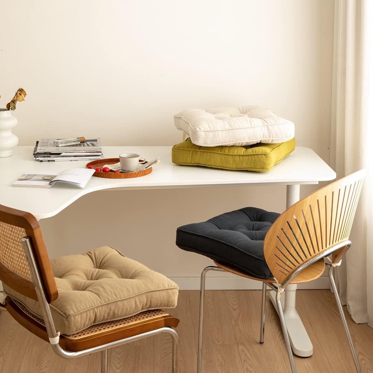 43×43×6cm Linen Cotton Thick Seat Cushion: Plush, Solid-Colour, for Office & Home Chairs, Aussie Comfort Essential（Amber Brown） - Image 7