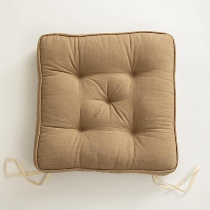 43×43×6cm Linen Cotton Thick Seat Cushion: Plush, Solid-Colour, for Office & Home Chairs, Aussie Comfort Essential（Bean Coffee） - Image 2