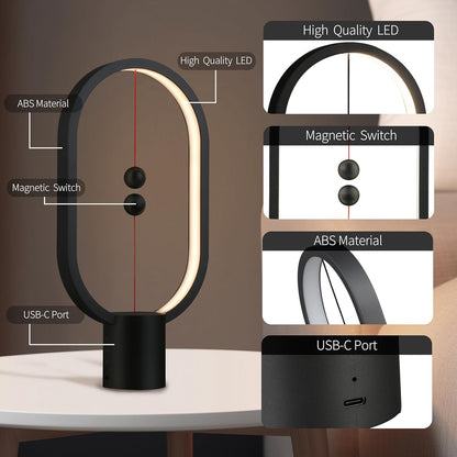 Black Magnetic Balance LED Table Lamp: USB-Powered, Dimmable Eye-Care Light with Award-Winning Design for Australian Homes & Offices - Image 2
