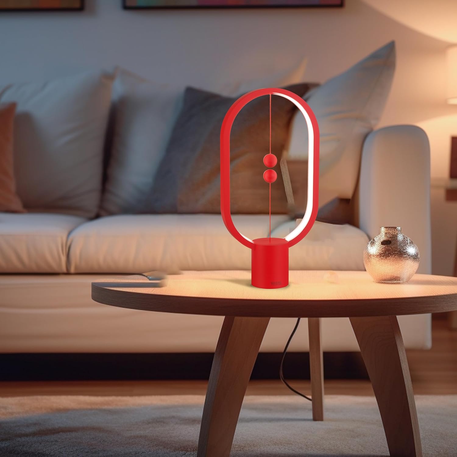 Red Magnetic Balance LED Table Lamp: USB-Powered, Dimmable Eye-Care Light with Award-Winning Design for Australian Homes & Offices - Image 4