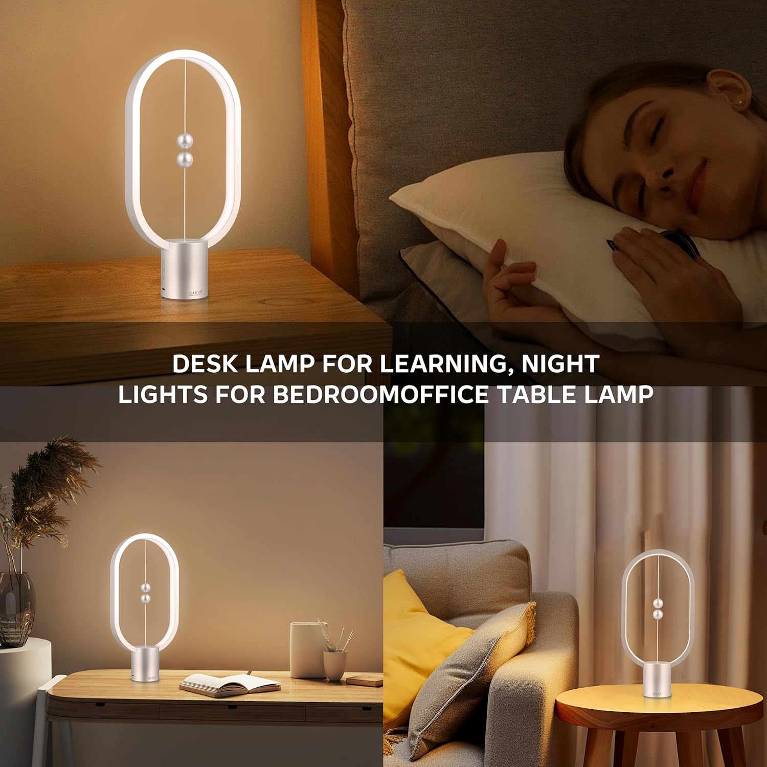 Silver Magnetic Balance LED Table Lamp: USB-Powered, Dimmable Eye-Care Light with Award-Winning Design for Australian Homes & Offices - Image 2