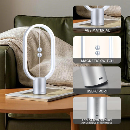 Silver Magnetic Balance LED Table Lamp: USB-Powered, Dimmable Eye-Care Light with Award-Winning Design for Australian Homes & Offices - Image 4