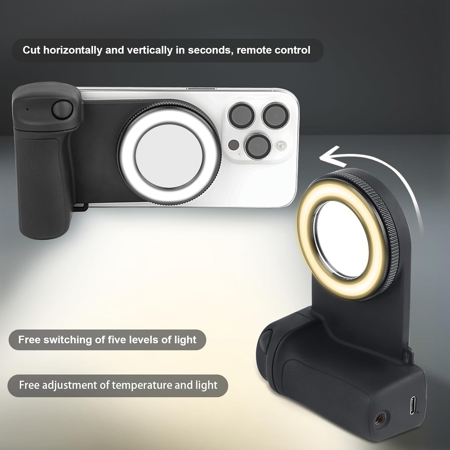 Magnetic Phone Camera Grip with Fill Light & Remote: Stable Shooting Holder for iPhone/Android – Ideal for Vlog, Selfie & Photography - Image 2