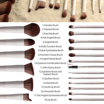 Matte Beige Makeup Brush Set (18-Piece): Professional, Cruelty-Free for Foundation, Blush & Eyeshadow, Ideal for Aussies - Image 2