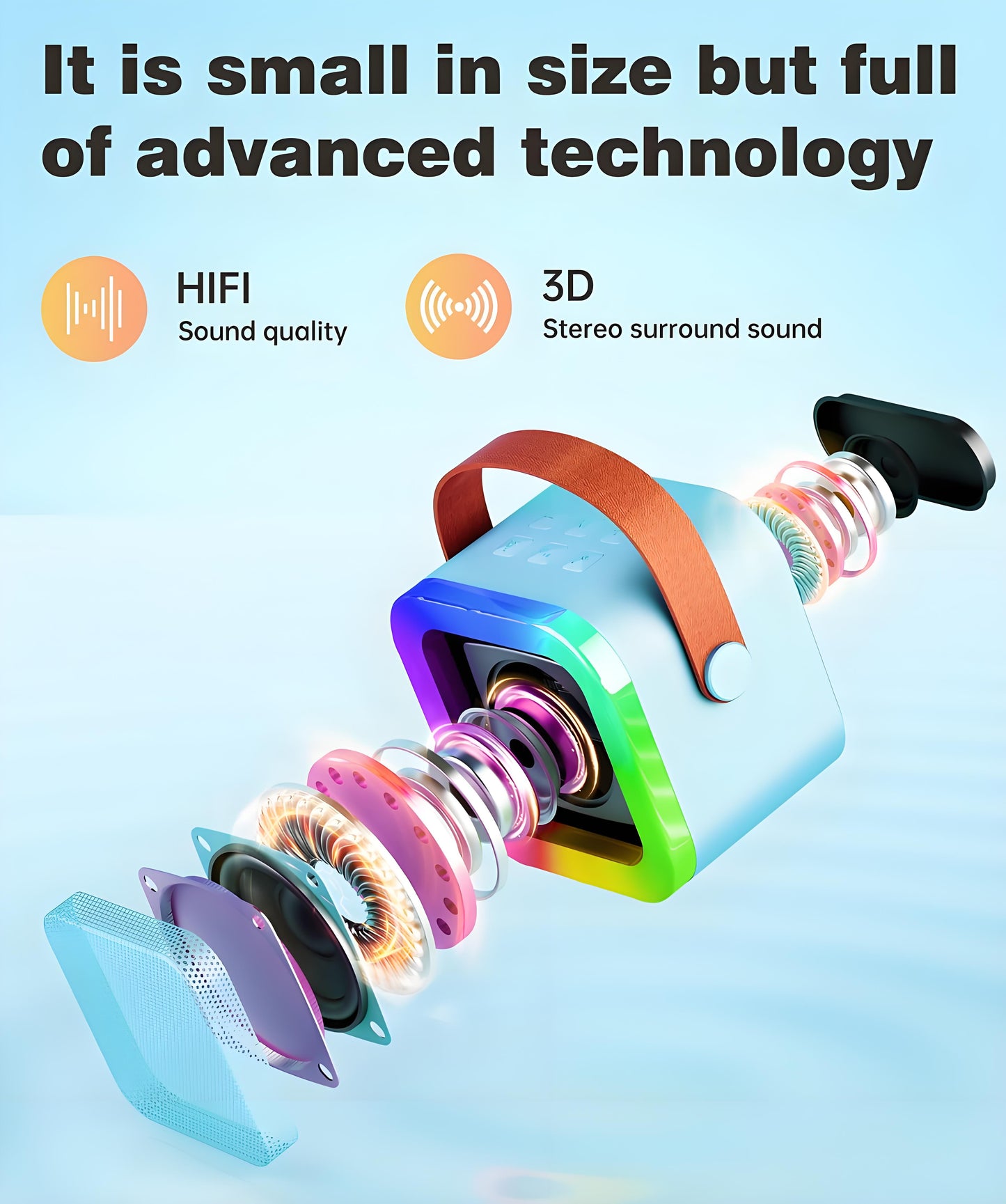 Black Mini Karaoke Machine with 2 Wireless Microphones: Portable Bluetooth Speaker for Kids & Adults, Ideal Gift for All Occasions - Image 2