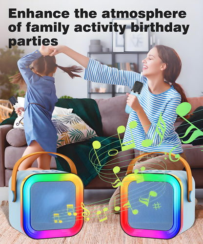 Black Mini Karaoke Machine with 2 Wireless Microphones: Portable Bluetooth Speaker for Kids & Adults, Ideal Gift for All Occasions - Image 6