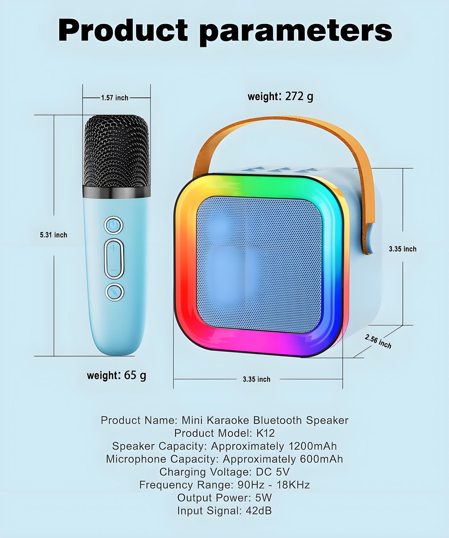 Black Mini Karaoke Machine with 2 Wireless Microphones: Portable Bluetooth Speaker for Kids & Adults, Ideal Gift for All Occasions - Image 8