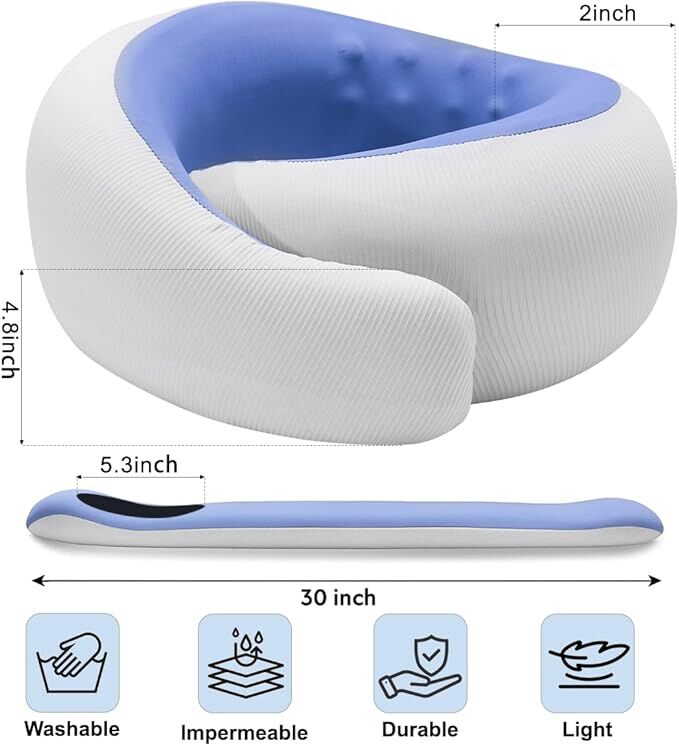 Travel Pillows for Airplanes,Memory Foam Neck Pillow for Traveling,Smooth & Cooling Fabric Plane Pillow for Long Flight,Ideal for Travels,Airplanes,Offices,Cars (Gray, Standard-Broad Fit) - Image 2