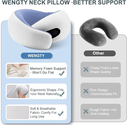 Travel Pillows for Airplanes,Memory Foam Neck Pillow for Traveling,Smooth & Cooling Fabric Plane Pillow for Long Flight,Ideal for Travels,Airplanes,Offices,Cars (Gray, Standard-Broad Fit) - Image 3