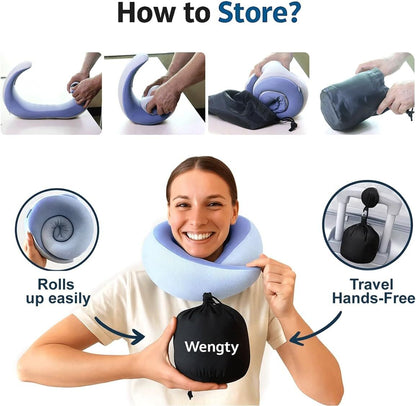 Travel Pillows for Airplanes,Memory Foam Neck Pillow for Traveling,Smooth & Cooling Fabric Plane Pillow for Long Flight,Ideal for Travels,Airplanes,Offices,Cars (Gray, Standard-Broad Fit) - Image 4