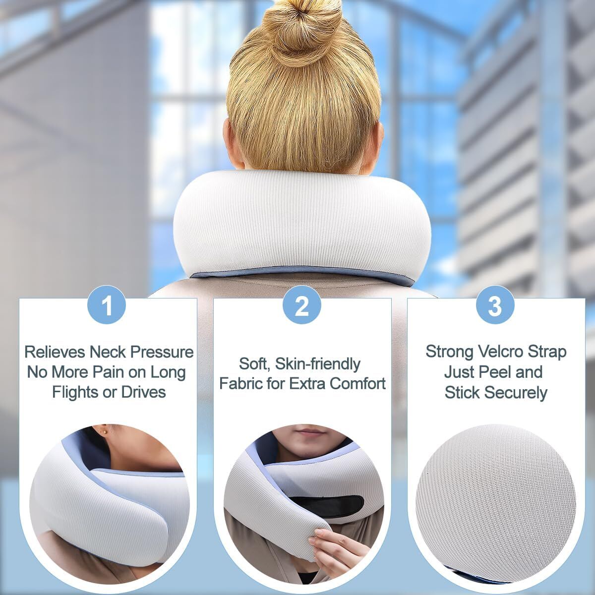 Travel Pillows for Airplanes,Memory Foam Neck Pillow for Traveling,Smooth & Cooling Fabric Plane Pillow for Long Flight,Ideal for Travels,Airplanes,Offices,Cars (Gray, Standard-Broad Fit) - Image 5