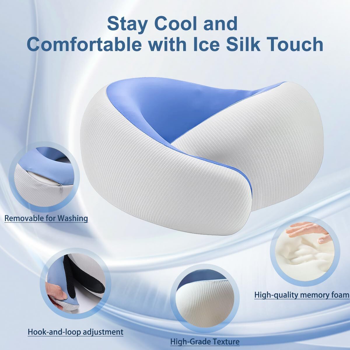 Travel Pillows for Airplanes,Memory Foam Neck Pillow for Traveling,Smooth & Cooling Fabric Plane Pillow for Long Flight,Ideal for Travels,Airplanes,Offices,Cars (Gray, Standard-Broad Fit) - Image 6
