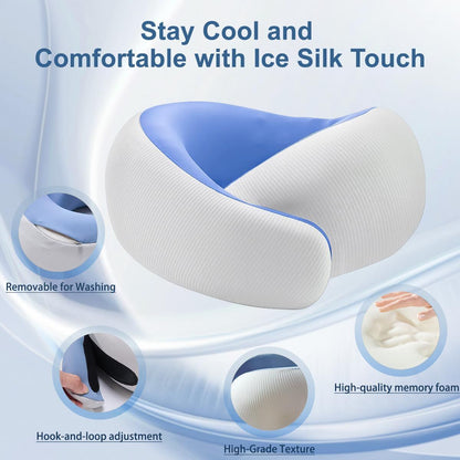 Travel Pillows for Airplanes,Memory Foam Neck Pillow for Traveling,Smooth & Cooling Fabric Plane Pillow for Long Flight,Ideal for Travels,Airplanes,Offices,Cars (Gray, Standard-Broad Fit) - Image 6