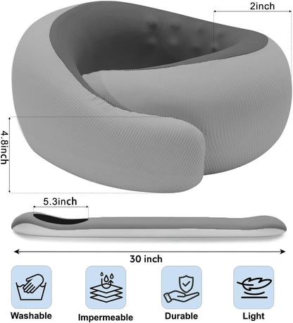 Travel Pillows for Airplanes,Memory Foam Neck Pillow for Traveling,Smooth & Cooling Fabric Plane Pillow for Long Flight,Ideal for Travels,Airplanes,Offices,Cars (Gray, Standard-Broad Fit) - Image 2