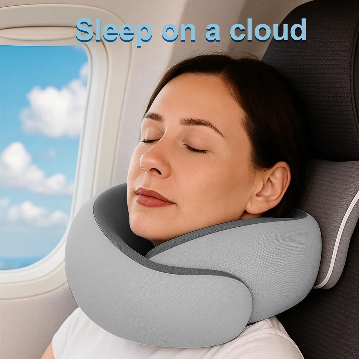 Travel Pillows for Airplanes,Memory Foam Neck Pillow for Traveling,Smooth & Cooling Fabric Plane Pillow for Long Flight,Ideal for Travels,Airplanes,Offices,Cars (Gray, Standard-Broad Fit) - Image 4