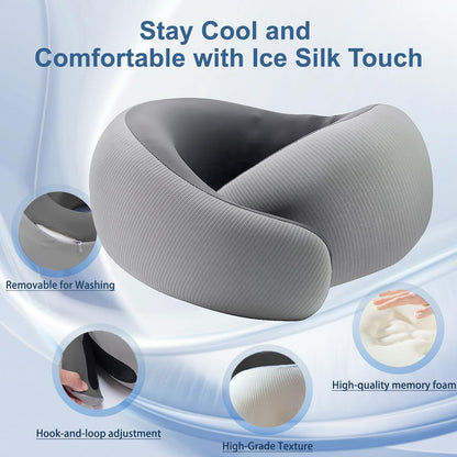 Travel Pillows for Airplanes,Memory Foam Neck Pillow for Traveling,Smooth & Cooling Fabric Plane Pillow for Long Flight,Ideal for Travels,Airplanes,Offices,Cars (Gray, Standard-Broad Fit) - Image 7