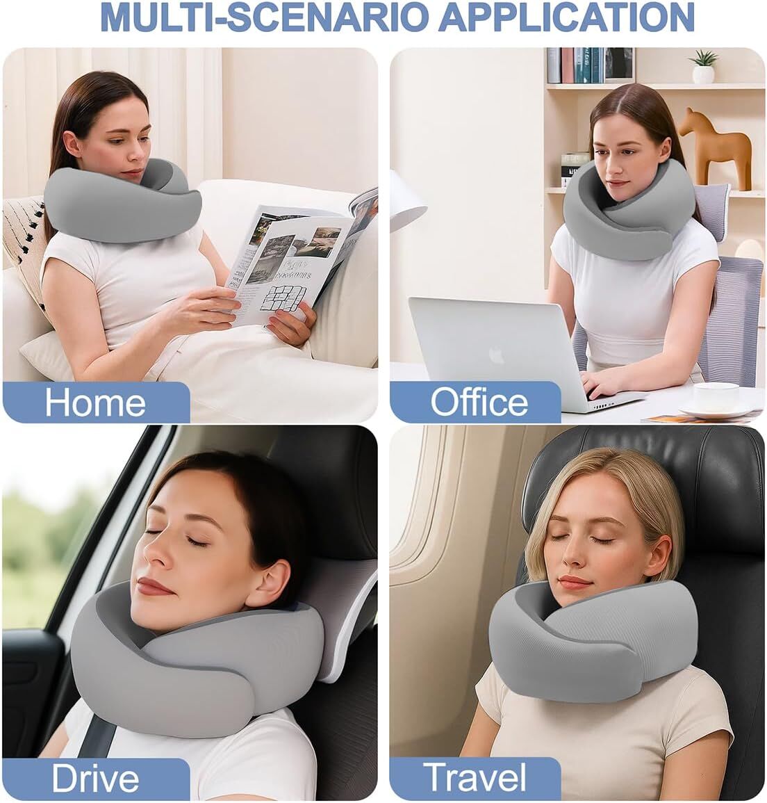 Travel Pillows for Airplanes,Memory Foam Neck Pillow for Traveling,Smooth & Cooling Fabric Plane Pillow for Long Flight,Ideal for Travels,Airplanes,Offices,Cars (Gray, Standard-Broad Fit) - Image 8