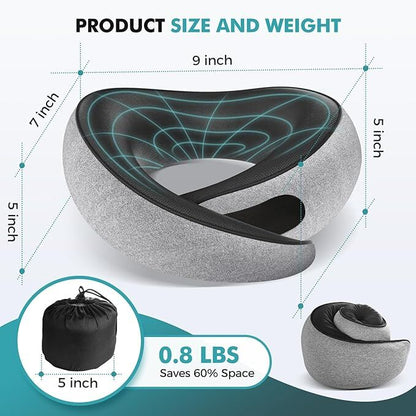 Travel Neck Pillows for Airplanes - 360° Ergonomic Memory Foam Travel Pillow - Relief Neck Pain with Breathable Support for Long Flights, Car, Train & Office Use - Adults & Kids - Image 7