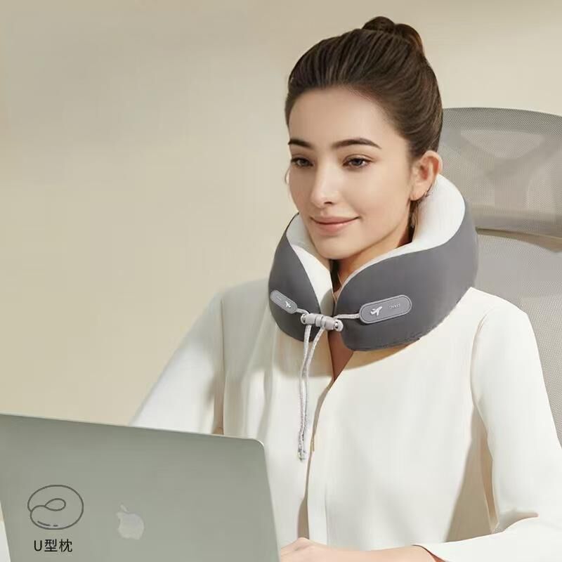 Cooling Memory Foam Neck Pillow for Travel-U-Shaped Ergonomic Travel Pillow for Adults,Flight Neck Pillow with Portable Case,Breathable Ice Silk Cover,Slow Rebound Support for Airplane,Car - Image 3