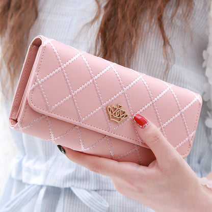 Christmas gift Women's Quilted Leather Wallet, Stylish Long Clutch with Heart Accent, for Cards & Cash Organization（purple） - Image 3