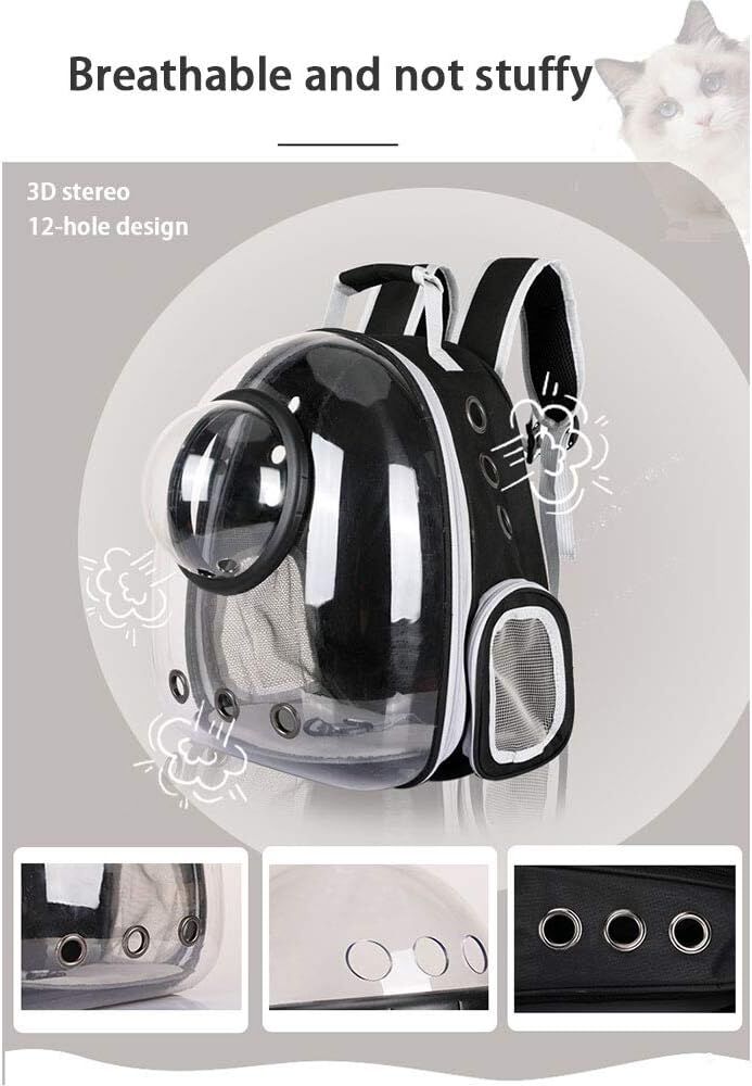 pet products Pet Space Capsule Backpack, Small Medium Cat Puppy Dog Carrier, Transparent Breathable Heat Proof, Pet Carrier for Travel Hiking Walking Camping, Grey - Image 3