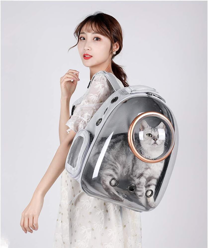 pet products Pet Space Capsule Backpack, Small Medium Cat Puppy Dog Carrier, Transparent Breathable Heat Proof, Pet Carrier for Travel Hiking Walking Camping, Grey - Image 3