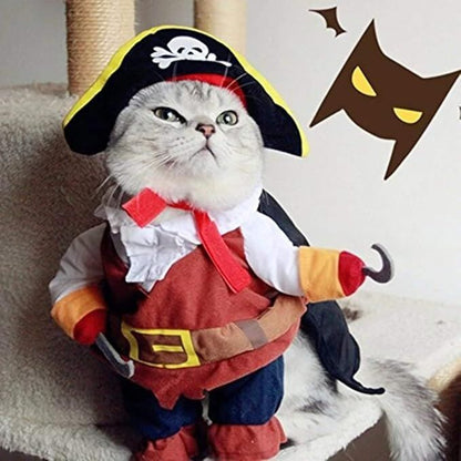 pet products New Funny Pet Clothes Pirate Dog Cat Costume Suit Corsair Dressing up Party Apparel Clothing for Cat Dog Plus Hat - Image 2