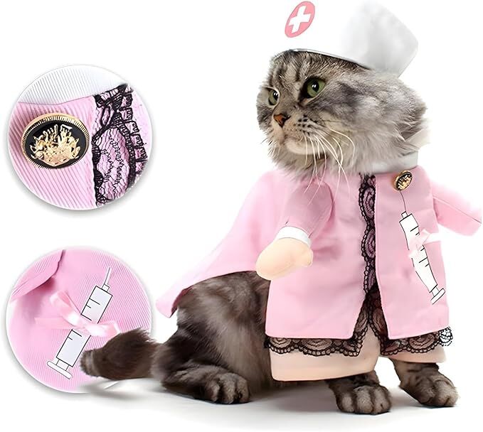 pet products Dog Costume Clothes Halloween Cat Costumes Small Animal Funny Pets Clothing for Doggy Kitty Rabbits Piggy, Nurse - Image 2