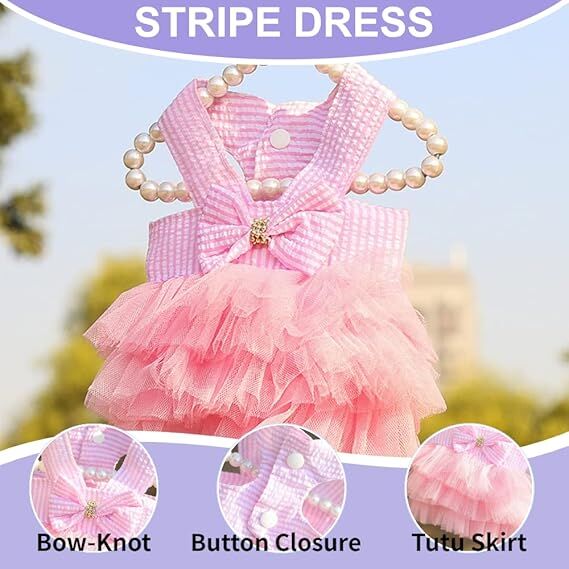 pet products Fall Dog Dresses for Small Dogs Girl 3 Pack Summer Puppy Clothes Outfit Apparel Female Cute Cat Skirt - Image 3