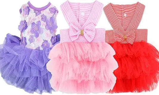 pet products Fall Dog Dresses for Small Dogs Girl 3 Pack Summer Puppy Clothes Outfit Apparel Female Cute Cat Skirt - Image 2