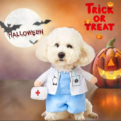 pet products Funny Small Dog Doctor Coat Onesie - Cat & Puppy Halloween Costume - Doctor Uniform Apparel - Image 2