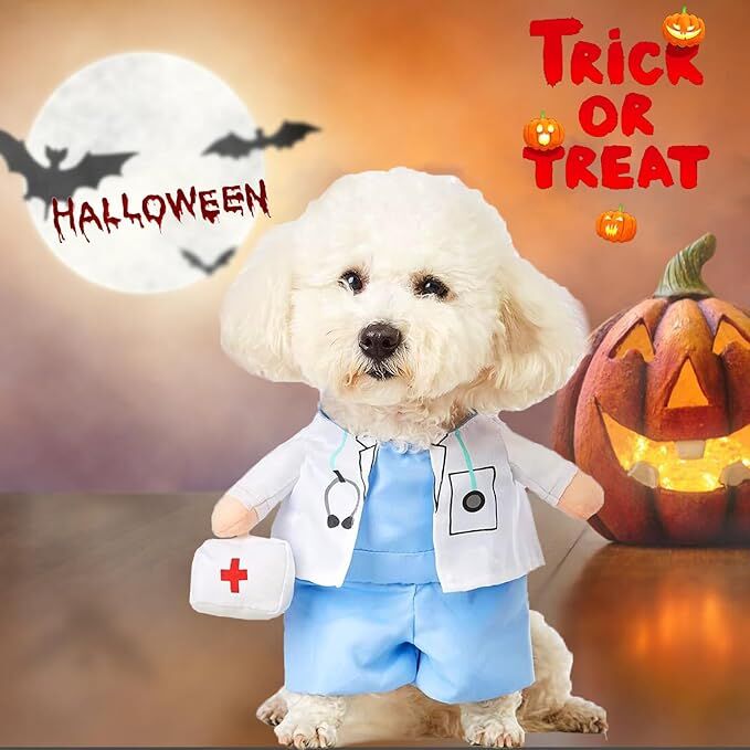 pet products Funny Small Dog Doctor Coat Onesie - Cat & Puppy Halloween Costume - Doctor Uniform Apparel - Image 2
