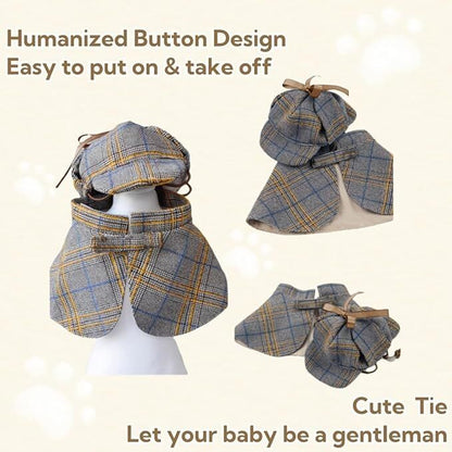 Pet products Dog Costume-Cute Detective Pet Clothes Set Halloween Cosplay Party Outfit Winter Fashion Cape Cloak Hat for Small Medium Dog & Cat Kitten - Image 5
