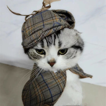 Pet products Dog Costume-Cute Detective Pet Clothes Set Halloween Cosplay Party Outfit Winter Fashion Cape Cloak Hat for Small Medium Dog & Cat Kitten - Image 6