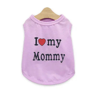 Pet products 4-Piece Pet Vest Set for Summer - Includes 4 Versatile Vests with I ❤️ my Mommy Message, Lightweight Breathable Fabric Perfect for Dogs and Cats in Warm Weather（XS）