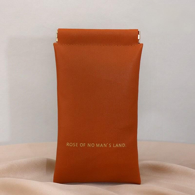 Christmas gift Premium Leather Eyeglass Case with Spring Closure - Multiple Color Options - Refined Craftsmanship（apricot） - Image 6