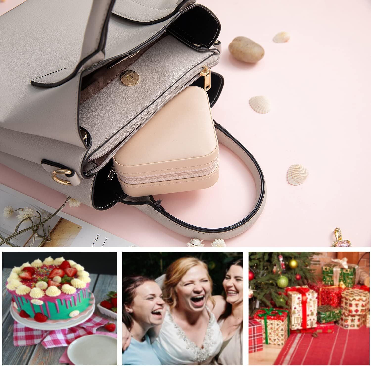 Pink Travel Jewelry Box with Mirror: Compact, Organised Storage for Rings, Necklaces & Earrings, Ideal for Aussies - Image 6