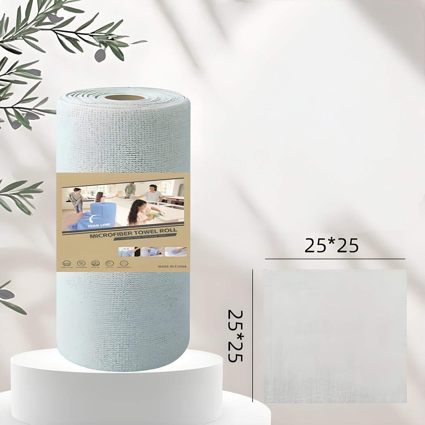Christmas gift 50-Piece 25x25cm Polycotton Cleaning Cloth Roll, Reusable Dual-Use Dish & Surface Wipes for Home & Kitchen（blue） - Image 8