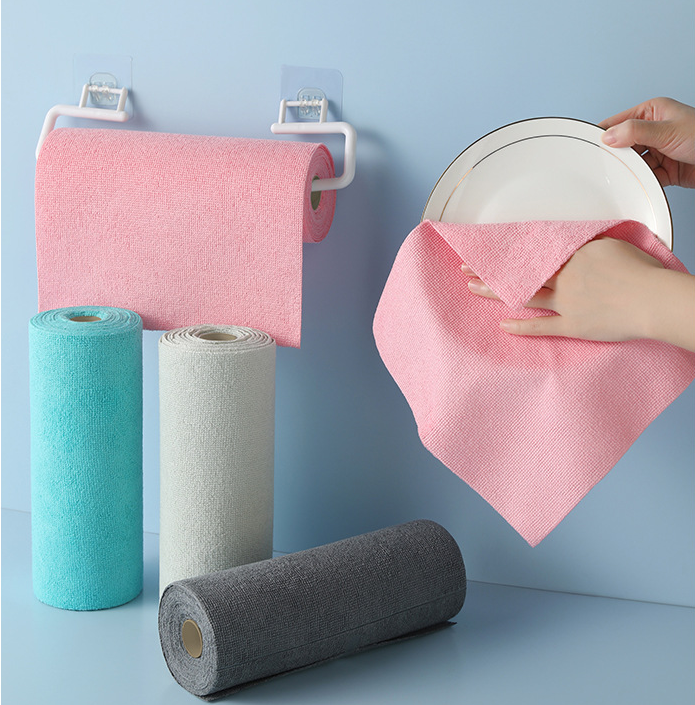 Christmas gift 50-Piece 25x25cm Polycotton Cleaning Cloth Roll, Reusable Dual-Use Dish & Surface Wipes for Home & Kitchen（green） - Image 2