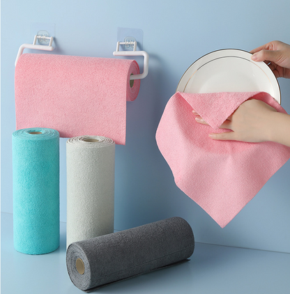 Christmas gift 50-Piece 25x25cm Polycotton Cleaning Cloth Roll, Reusable Dual-Use Dish & Surface Wipes for Home & Kitchen（orange） - Image 2