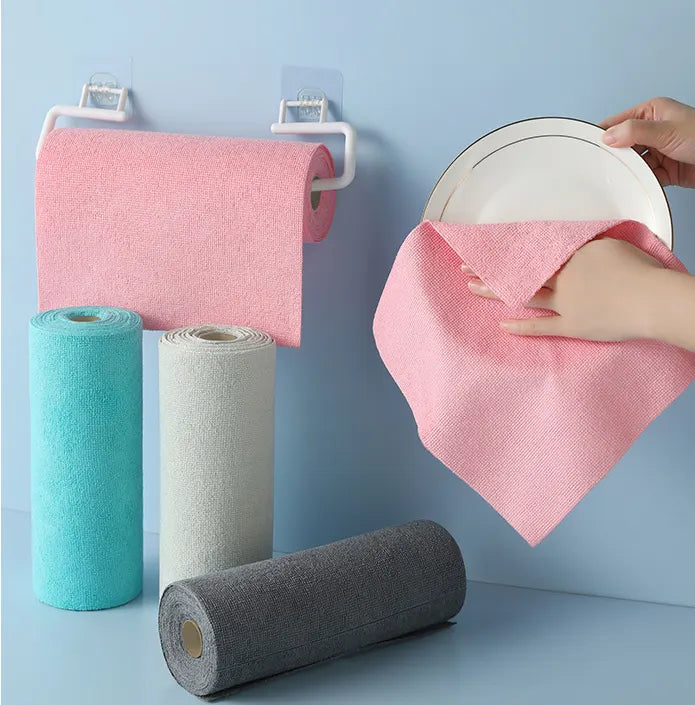 Christmas gift 50-Piece 25x25cm Polycotton Cleaning Cloth Roll, Reusable Dual-Use Dish & Surface Wipes for Home & Kitchen（orange） - Image 2