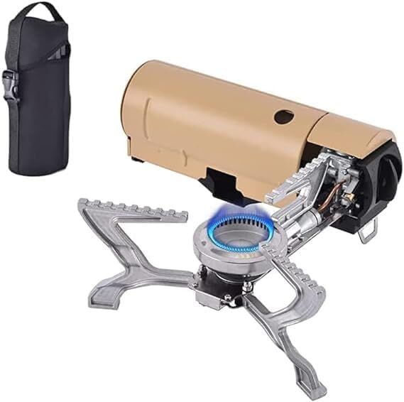 2500W Portable Camping Stove Foldable Butane Stove Indoor/Outdoor Cooking Suitable for Picnic, Backpacking Hiking, Adventure, Home, Travel, Outdoor Patio, RV Trip (Khaki) - Image 2