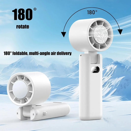 Portable Handheld Turbo Fan with Cooling Tech, Digital Display, 100-Speed Control, Rechargeable 4-in-1 Personal Fan for Travel, Outdoor, Office (White) - Image 6